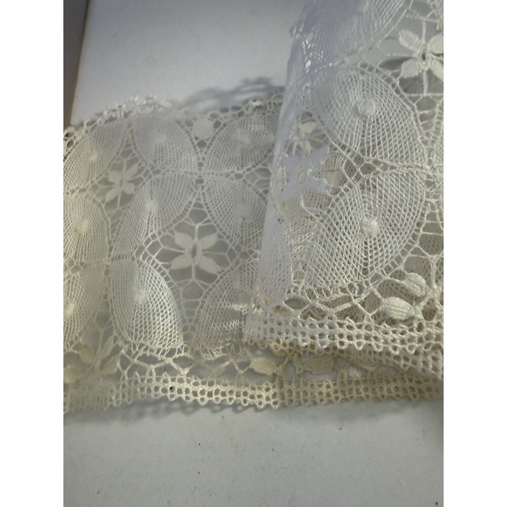 Vintage Lace Trim 6 Yards Floral Ivory Cotton Bridal Sewing Antique - Picture 2 of 12
